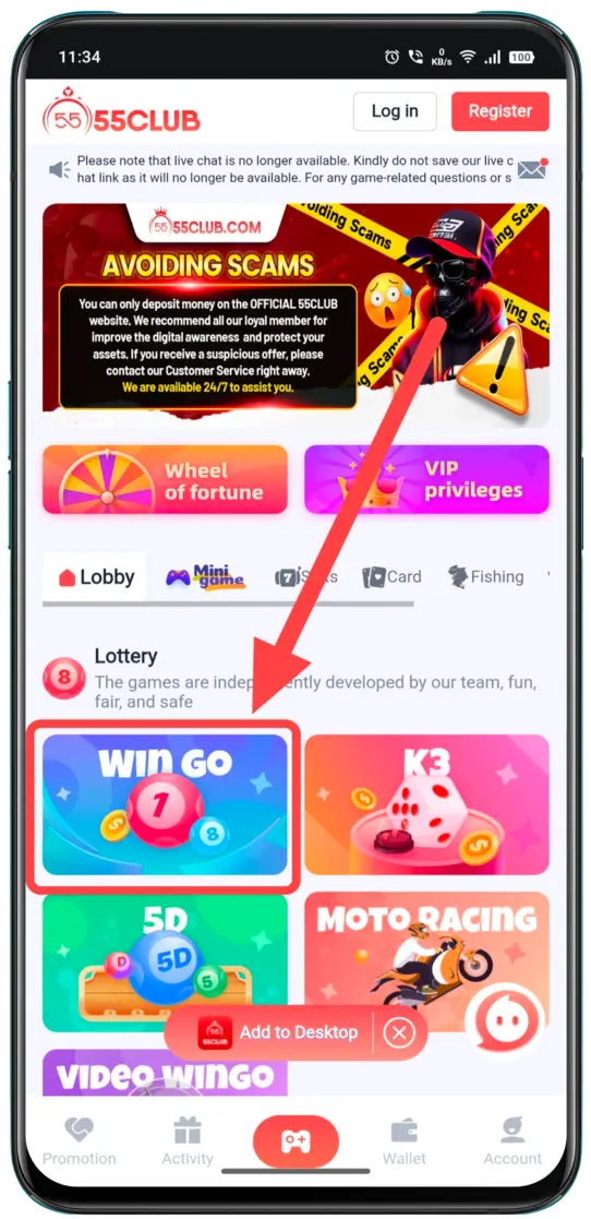 55 Club Available Game